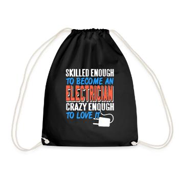 Skilled Enough To Become An Electrician Cool Retro - Drawstring Bag - black - Front