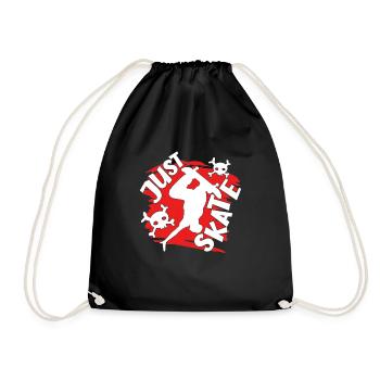 Skateboarder Just Skate With Skulls Skateboarding - Drawstring Bag - black - Front