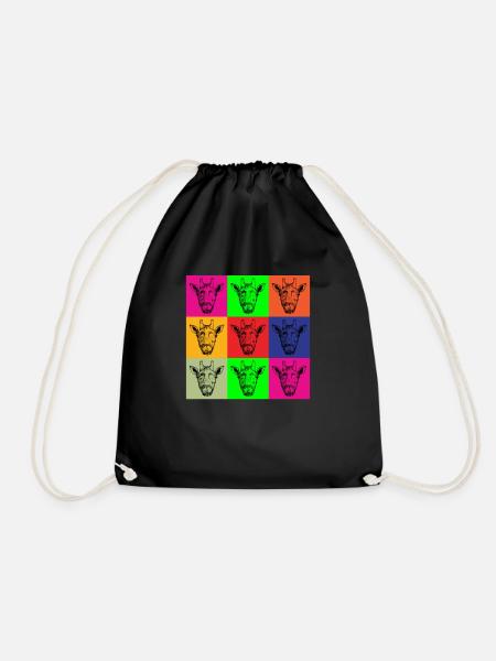 Retro Giraffen Lustiges Giraffen Geschenk - Turnbeutel - Schwarz