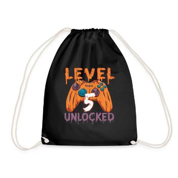Halloween Pattern Pumpkin Game Gamer Birth Age 5 - Drawstring Bag - black - Front