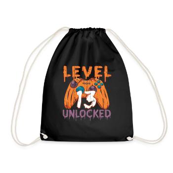 Halloween Pattern Pumpkin Game Gamer Birth Age 13 - Drawstring Bag - black - Front