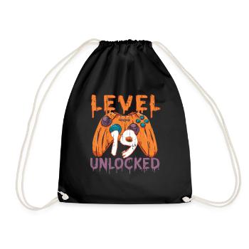 Halloween Pattern Pumpkin Game Gamer Birth Age 19 - Drawstring Bag - black - Front