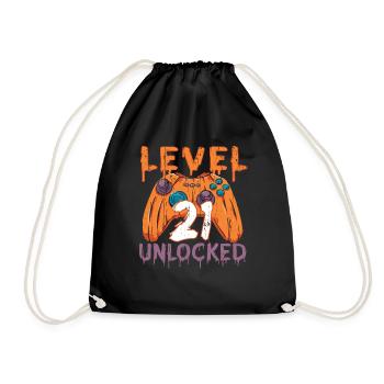 Halloween Pattern Pumpkin Game Gamer Birth Age 21 - Drawstring Bag - black - Front