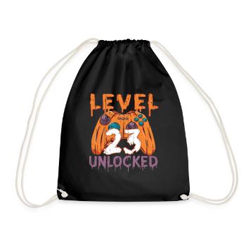 Halloween Pattern Pumpkin Game Gamer Birth Age 23 - Drawstring Bag - black - Front