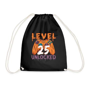 Halloween Pattern Pumpkin Game Gamer Birth Age 25 - Drawstring Bag - black - Front