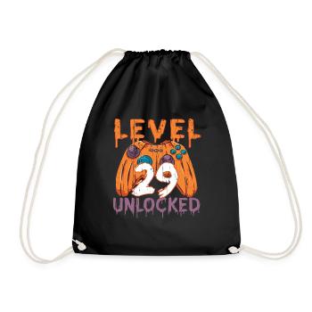 Halloween Pattern Pumpkin Game Gamer Birth Age 29 - Drawstring Bag - black - Front