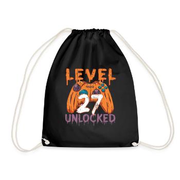 Halloween Pattern Pumpkin Game Gamer Birth Age 27 - Drawstring Bag - black - Front