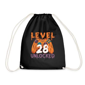 Halloween Pattern Pumpkin Game Gamer Birth Age 28 - Drawstring Bag - black - Front