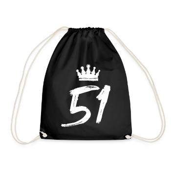 51 Zahl Krone - Turnbeutel - Schwarz - Vorne