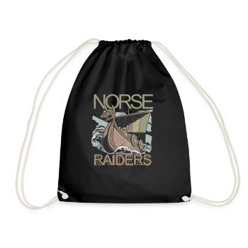 Norse Raiders Nordische Räuber Wikinger Norwegen - Turnbeutel - Schwarz - Vorne