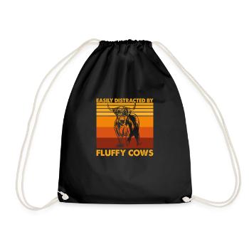 Easily Distracted By Highland Cattle - Cow Farm - Drawstring Bag - black - Front