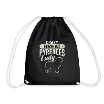 Great Pyrenean Dog, Crazy Great Pyrenean Lady - Drawstring Bag - black - Front