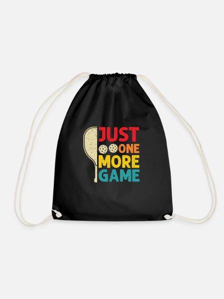 Just One More Game Funny Pickleball - Drawstring Bag - black