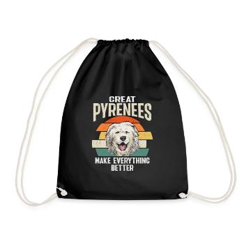 Great Pyrenees make everything better - Drawstring Bag - black - Front