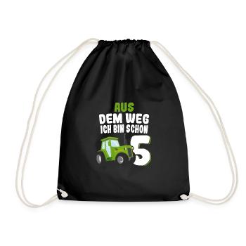 Aus Dem Weg Ich Bin Schon 5 Traktor Geburtstag Kin - Turnbeutel - Schwarz - Vorne