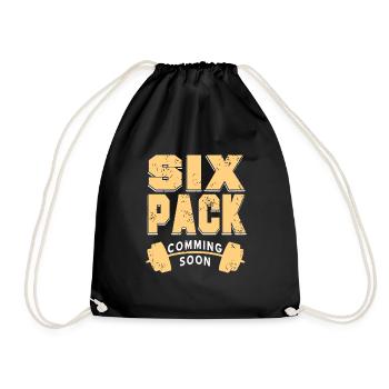Six Pack Coming Soon Funny Retro Fitness Trainer - Turnbeutel - Schwarz - Vorne