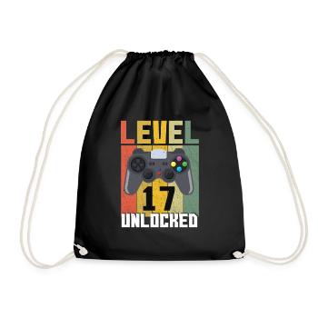 Vintage Gamer Video Game Lover Age 17 Unlocked - Drawstring Bag - black - Front