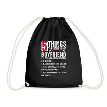 Things You Should Know About My Boyfriend - Drawstring Bag - black - Front