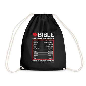 Bible Emergency Numbers Funny Christ Bible & Jesus - Drawstring Bag - black - Front