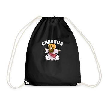 Jesus Christ Cheese Church Christianity Religion - Drawstring Bag - black - Front