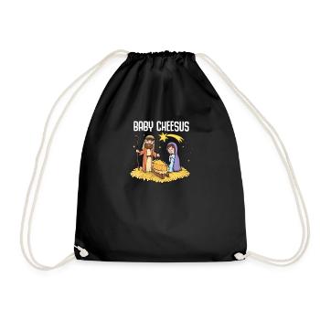 Jesus Christ Cheese Church Christianity Religion - Drawstring Bag - black - Front