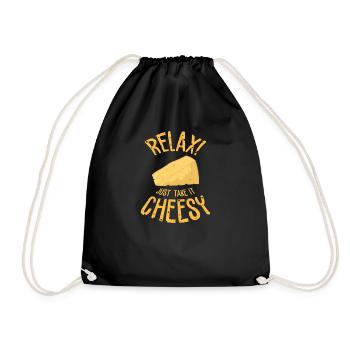 Brie Cheese Gouda Fondue Raclette Cheddar Switzerland - Drawstring Bag - black - Front