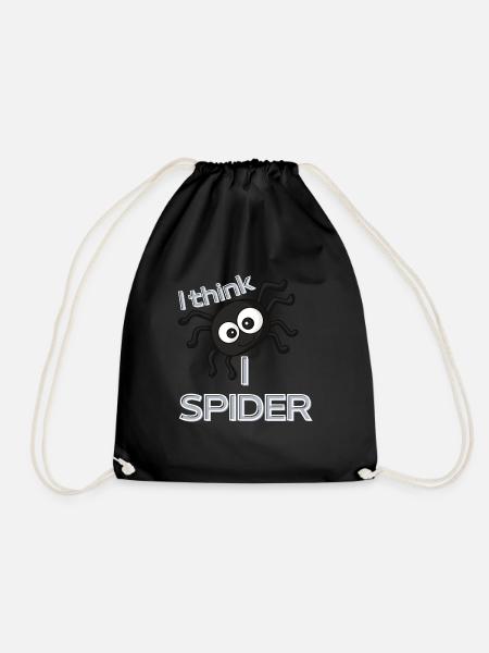 I THINK I SPIDER funny english german saying - Drawstring Bag - black