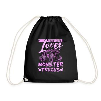 This girl loves Monster trucks - Drawstring Bag - black - Front