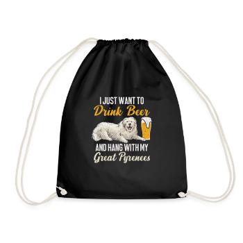 Great Pyrenean Dog Beer - Drawstring Bag - black - Front