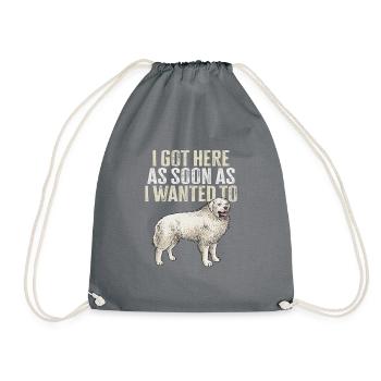 Large Pyrenean Dog - Drawstring Bag - grey - Front