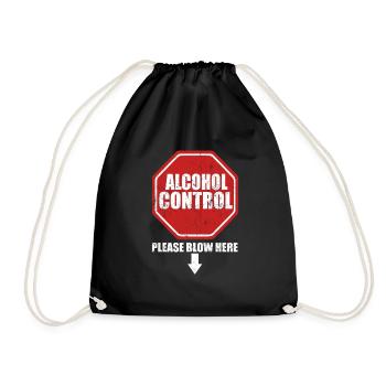 Attention Alcool contrôlé - Sac de sport léger - noir - Devant