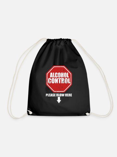 Caution Alcohol controll - Turnbeutel - Schwarz