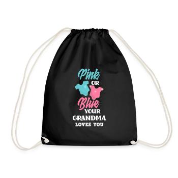 Pink Or Blue Gender Reveal Baby Party Grandma - Drawstring Bag - black - Front