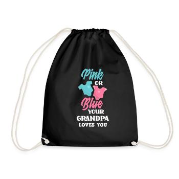 Pink Or Blue Gender Reveal Baby Party Grandpa - Drawstring Bag - black - Front