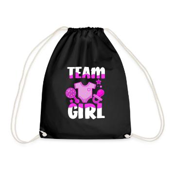 Team Girl Girls Gender Reveal Party - Drawstring Bag - black - Front