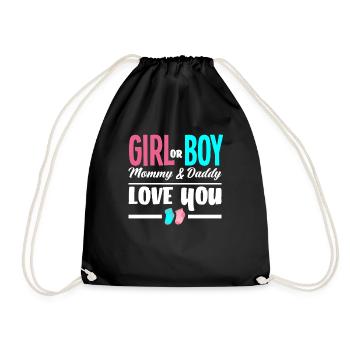 Girl or boy mom and dad love you - Drawstring Bag - black - Front