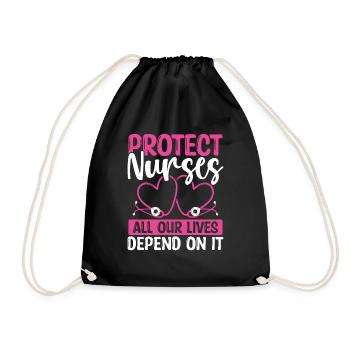 Nurse Abuse Survivor Nurses Lives depend - Drawstring Bag - black - Front