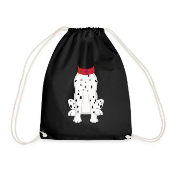 Funny Animal Dog Dalmatian Costume For Halloween - Drawstring Bag - black - Front