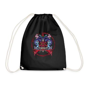 Pentagram Devil Demon Retro Horror Scary Halloween - Drawstring Bag - black - Front