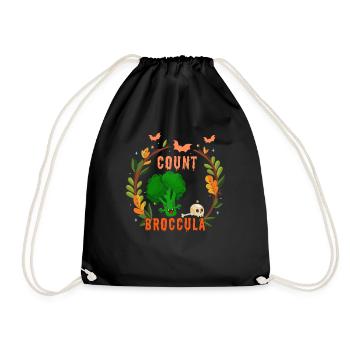Cute Broccoli Vampire Horror Scary Halloween - Drawstring Bag - black - Front