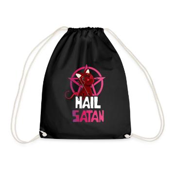 Cute Cat Devil Satan Horror Scary Halloween - Drawstring Bag - black - Front