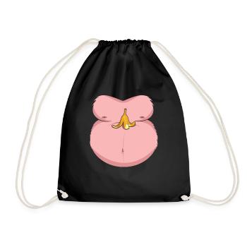 Funny Animal Monkey Banana Costume For Halloween - Drawstring Bag - black - Front