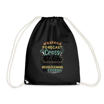 Weekend Forecast Cross Stitch - Drawstring Bag - black - Front