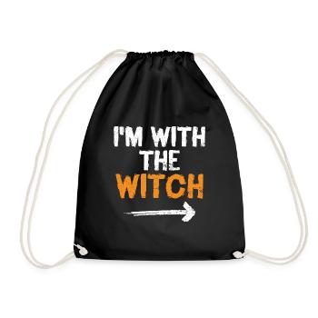 Ich bin mit der Hexe Funny Halloween Ehemann Ehefrau - Turnbeutel - Schwarz - Vorne