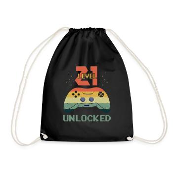 Amateur de jeux vidéo vintage Age 21 Niveau débloqué - Sac de sport léger - noir - Devant
