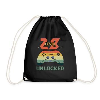 Vintage Video Game Lover Age 28 Level Unlocked - Drawstring Bag - black - Front