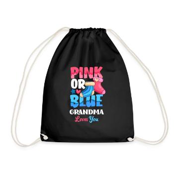 Pink Or Blue Gender Reveal Baby Party Grandma - Drawstring Bag - black - Front