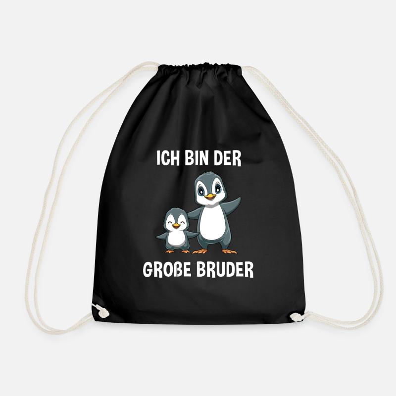 Pinguine Großer Bruder - Ich bin der große Bruder - Turnbeutel - Schwarz