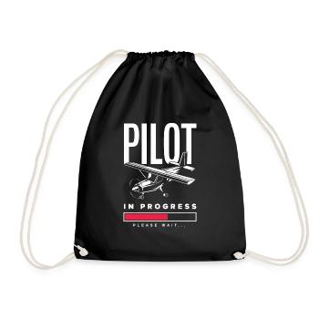 Flugschein Ausbildung Lustiges Piloten Geschenk - Turnbeutel - Schwarz - Vorne