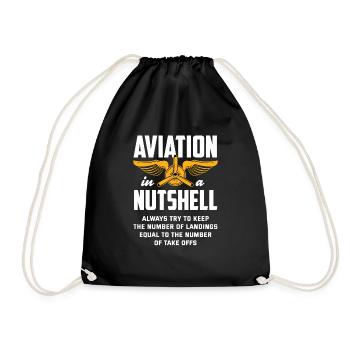 Flugzeug Luftfahrt Pilot Lustiges Piloten Geschenk - Turnbeutel - Schwarz - Vorne